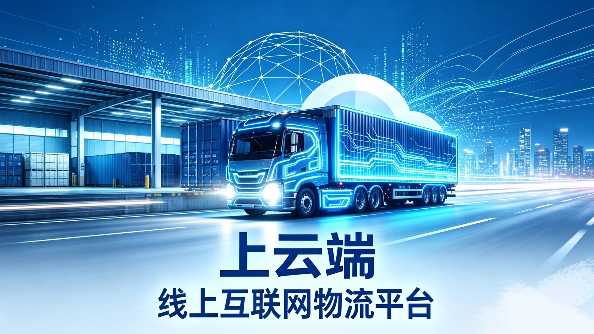 上云端智能卡车行驶在城市公路